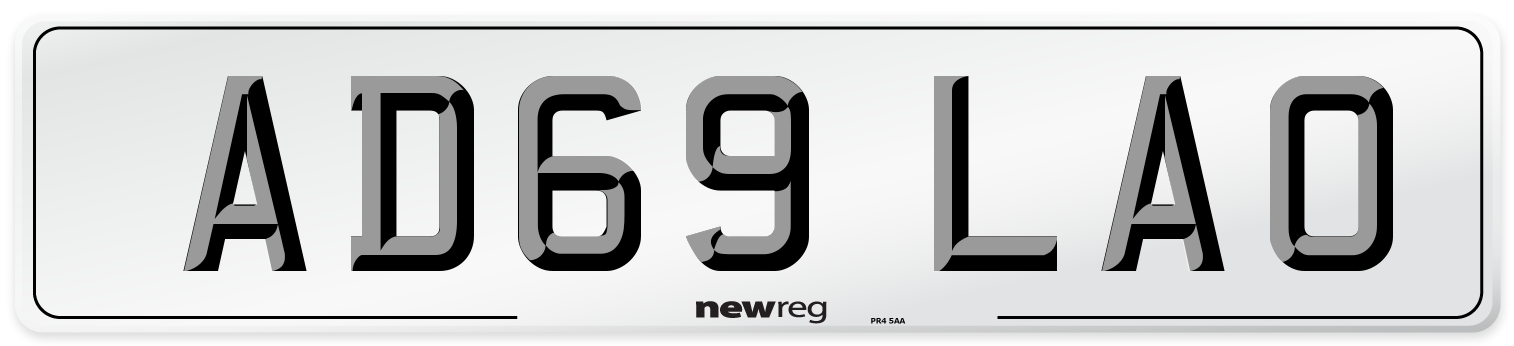 AD69 LAO Number Plate from New Reg